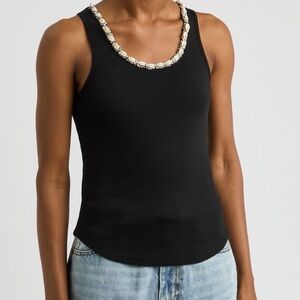 NEW Zimmermann Illuminate Cowrie Shell Rhinestone Black Cotton Tank Top Sz 1
